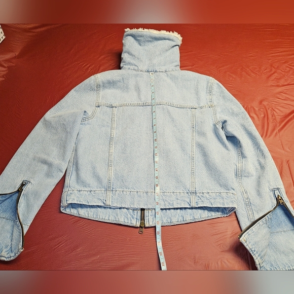 Levis Premium Retro Sherpa Trucker Jacket  Long Zip Bell Sleeves szM E.U.C. - Picture 2 of 12